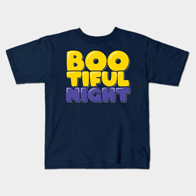 Funny Halloween Bootiful Night Kids T-Shirt by ardp13